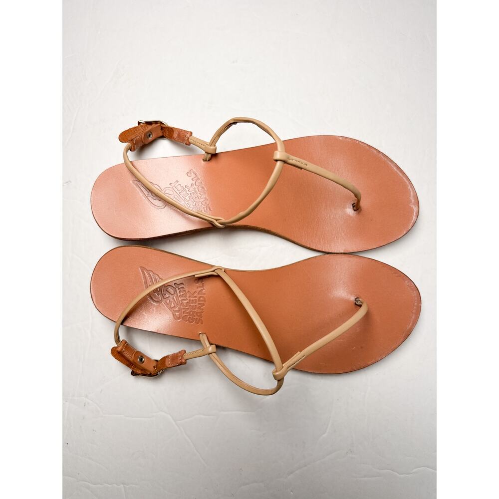 Ancient Greek Sandals Katerina Heel Sandal Tan Leather Strappy Sz 37 Greece - Picture 10 of 14